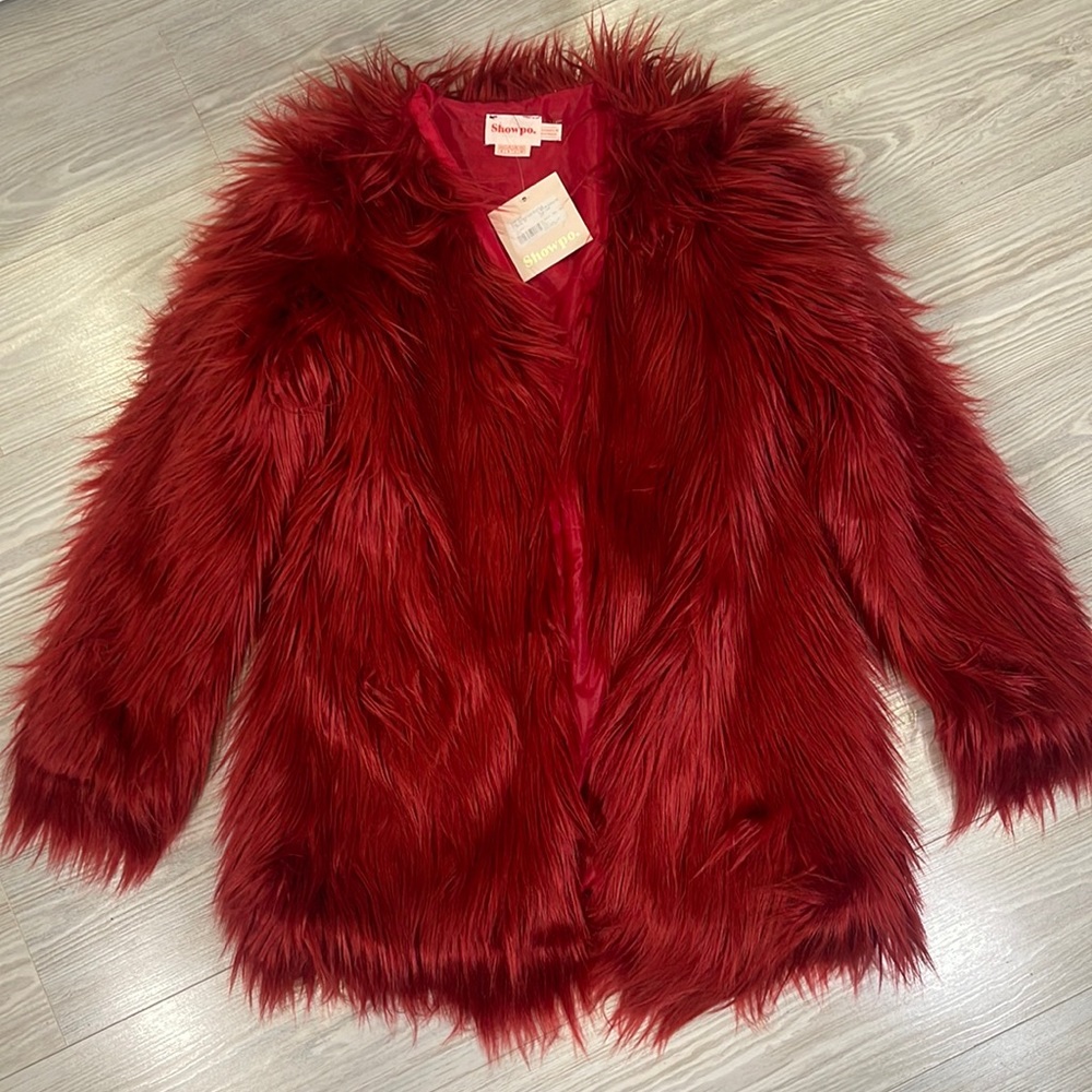Showpo Red Faux Fur Coat